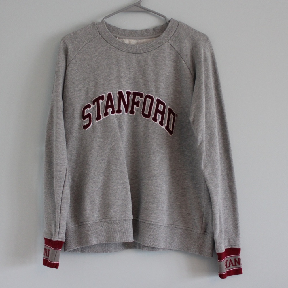 Stanford Light Gray and Maroon Crewneck Vintage Embroidered Sweatshirt Sz L